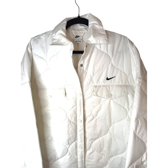 NWT Nike XL White Quilted Oversized Fit Jacket Knee Length - Picture 3 of 15